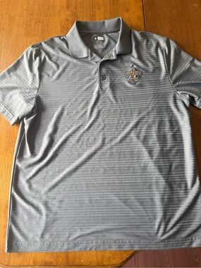 NFL Saints Gray Striped Polo